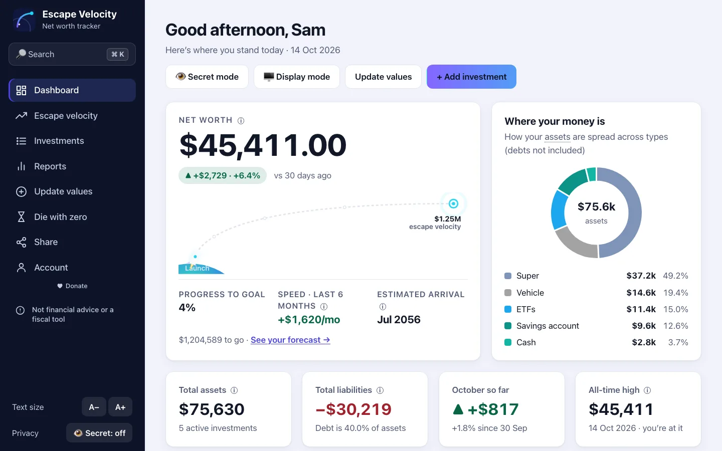 The dashboard in the Daylight theme.